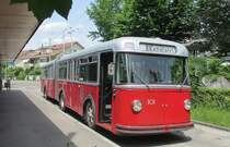 Fotohalt in der Endstation Oberseen für den sorgfältig restaurierten 101-er. Diese Linie hat er Planmässig nie befahren, weil erst 2 Jahre nach seiner Ausmusterung auf Oberleitungsbetrieb umgestellt wurde. Oberseen, 31.5.2015