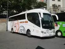 Scania Irizar Reisebus der Firma Marcon RDM am 7.6.2015 in der Innenstadt von San Marino.