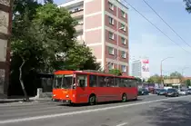 Slowakei / Stadtbus Bratislava: Škoda 14Tr, ein O-Bus mit der Wagennummer 6308, aufgenommen im Mai 2015 in der Nähe der Haltestelle  Trnavské mýto  in Bratislava.