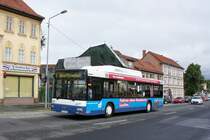 Stadtbus Gotha: MAN NL CNG (Wagennummer 83) des Omnibusbetriebes Wolfgang Steinbrück, aufgenommen im Juli 2015 am Zentralen Omnibusbahnhof in Gotha.