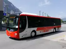 Ruffiner Reisen mit einem MAN Lion`s Regio vor dem Bahnhof in Leuk am 19.07.2015