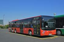 MAN Lions City von Südbadenbus steht auf dem Hof der Garage Rankstrasse. Die Aufnahme stammt vom 07.08.2015.