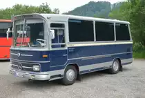 Ein Oldtimer Bus, Mercedes Benz  0 608 H Vetter 608H, Baujahr 1969, die Karosseriefirma Vetter aus Fellbach/Schwaben baute auf Mercedes-Grundlagen Klein-und Reisebusse. Hier in Immenstadt am 17.06.15.

