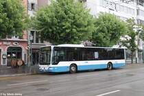 VBZ Nr. 607 (Mercedes CitaroII O530) am 1.8.2015 beim Central als Tramersatz zum Bürkliplatz. Während der Baustelle am Bellevue ist der Tramverkehr am Limmatquai eingestellt. 