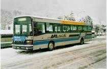Aus dem Archiv: AFA Adelboden 15/BE 26'974 Setra Jahrgang 1985 (ex TPYG Yverdon Nr. 5) am 28. Dezember 1999 Frutigen, Bahnhof (Aufnahme aus dem Lawinenwinter 1999/2000)