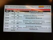 Abfahrtsmonitor für die Haltestelle Attnang-Puchheim Bahnhof (Busterminal) am 18.8.2015