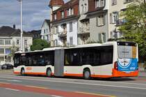 Mercedes Citaro 37 auf der Linie 1 fährt zur Haltestelle beim Bahnhof Solothurn. Die Aufnahme stammt vom 05.09.2015.