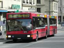 Bern mobil - MAN Gelenkbus Nr.211  BE 513211 eingeteilt auf der Linie 14 unterwegs in der Stadt Bern am 05.07.2008