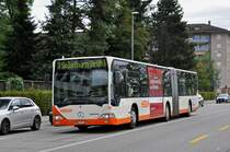 Mercedes Citaro 42 auf der Linie 7 fährt zur Haltestelle beim Bahnhof Solothurn. Die Aufnahme stammt vom 05.09.2015.