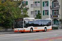 Mercedes Citaro 97 auf der Linie 9 fährt zur Haltestelle beim Bahnhof Solothurn. Die Aufnahme stammt vom 05.09.2015.