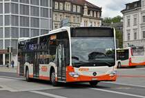 Mercedes Citaro 94 auf der Linie 4 fährt zur Haltestelle beim Bahnhof Solothurn. Die Aufnahme stammt vom 05.09.2015.
