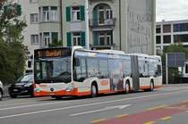 Mercedes Citaro 36 auf der Linie 1 fährt zur Haltestelle beim Bahnhof Solothurn. Die Aufnahme stammt vom 05.09.2015.