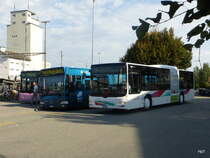 asm Oberaargau mit BSU - MAN Lions City  Nr.40  BE  26907 und BSU Mercedes Citaro  Nr.47 sowie der asm MAN Lion`s City Nr.39 in Herzogenbuchsee am 31.08.2015