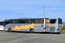 Mercedes Benz Tourismo von Antoni Voyages aus Haguenau in Frankreich am 26.08.2015 in Landau/Pfalz. In Haguenau/Frankreich findet vom 15.10. bis 18.10.2015 das 1. Europäische Oldtimerbustreffen statt.