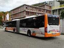 RNV Mercedes Benz Citaro C1 Facelift G 8188 mit neuer SRH Schulen Werbung am 07.10.15 in Neckargemünd am SRH Zentrum