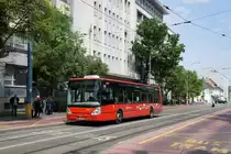 Slowakei / Stadtbus Bratislava: IRISBUS Citelis 12M - Wagen 4003 (mit Klappfenstern), aufgenommen im Mai 2015 an der Haltestelle  Blument�l  in Bratislava.