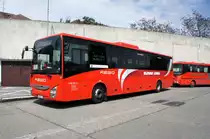 Slowakei / Bratislava: Iveco Crossway des Unternehmens  Slovak Lines , aufgenommen im März 2015 am zentralen Überlandbusbahnhof   Autobusová stanica  in Bratislava.