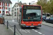 KN-C 1153 fährt am 06.10.2015 als Linie 2 durch Konstanz. Aufgenommen wurde ein Mercedes Benz Citaro Facelift. 