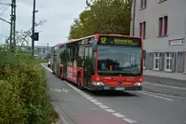 KN-C 1143 fährt am 06.10.2015 als Linie 12 durch Konstanz. Aufgenommen wurde ein Mercedes Benz Citaro Facelift.
