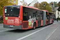KN-C 1143 fährt am 06.10.2015 als Linie 12 durch Konstanz. Aufgenommen wurde ein Mercedes Benz Citaro Facelift.
