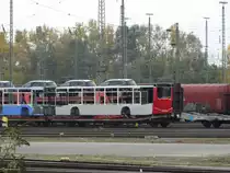 Mercedes Benz Citaro C2 mal anders am 25.10.15 in Mannheim Gbf vom Bahnsteig aus fotografiert. Dies ist ein Citaro Grundgerüst das aus Ulm kommt und bei Evo Bus in Mannheim dann zu einen richtigen Citaro wird.