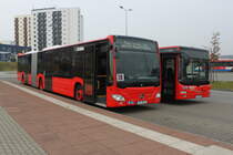 Mercedes-Benz O 530 III(Citaro 2.Generation)und MAN Niederflurbus 3.Generation(Lion's City)abgestellt am 31.10.2015 am Rostocker Hbf.