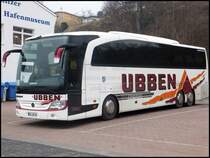 Mercedes Travego von Ubben aus Deutschland im Stadthafen Sassnitz am 28.02.2014