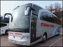 Mercedes Travego von M�ller Reisen aus Deutschland im Stadthafen Sassnitz am 14.03.2014