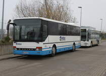 Setra S 300er der Firma Regionalbus Rostock-ReBus stand am 27.11.2015 in H�he Rostock ZOB abgestellt.