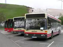 Karlsruhe, Rheinhafen im Oktober 2004: Vier Mercedes Linienbusse O405 N2/Citaro der Hagro Transbus GmbH KA-HT 245, 269, 694 und 282 von vorne nach hinten.