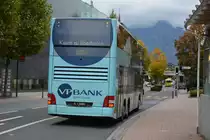 FL-39882 fährt am 08.10.2015 auf der Linie 11 nach Sargans (Schweiz). Aufgenommen wurde ein MAN Lion's City DD / Vaduz Aeulestrasse.
