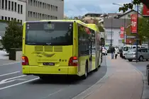 FL-39864 fährt am 08.10.2015 auf der Linie 14 nach Feldkirch (Österreich). Aufgenommen wurde ein MAN Lion's City G CNG / Vaduz Aeulestrasse.

