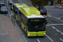 FL-39865 (MAN Lion's City G CNG) fährt am 08.10.2015 durch Liechtenstein. Aufgenommen an der Post in Vaduz.
