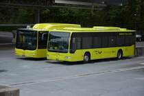 Am 08.10.2015 stehen auf dem Betriebshof FL-39863 und FL-39818 (MAN Lion's City G CNG + Mercedes Benz Citaro Facelift). Aufgenommen in der Wuhrstrasse in Vaduz,Liechtenstein.