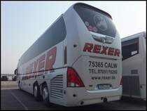 Neoplan Starliner von Rexer aus Deutrschland im Stadthafen Sassnitz am 28.03.2014
