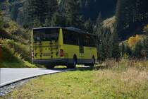 BZ-MBS 68 fährt am 09.10.2015 auf der Silvretta Hochalpenstraße in Richtung Silvretta Stausee, Österreich. Aufgenommen wurde ein Mercedes Benz Integro / Landbus Montafon.
