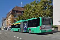 Mercedes Citaro 720 auf der Linie 38 bedient die Haltestelle Tinguely Museum. Die Aufnahme stammt vom 02.10.2015.