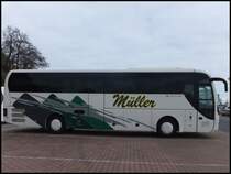 MAN Lion's Coach von Müller aus Deutschland im Stadthafen Sassnitz am 10.04.2014