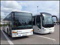 Setra 415 NF und MAN Lion's Regio von Regionalbus Rostock in Rostock am 13.04.2014