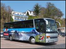 Setra 312 HD von Holiday Reisen aus Deutschland (ex Ruffiner/Schweiz) im Stadthafen Sassnitz am 20.04.2014
