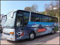 Setra 312 HD von Holiday Reisen aus Deutschland (ex Ruffiner/Schweiz) im Stadthafen Sassnitz am 20.04.2014