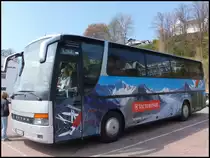 Setra 312 HD von Holiday Reisen aus Deutschland (ex Ruffiner/Schweiz) im Stadthafen Sassnitz am 20.04.2014