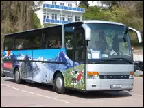 Setra 312 HD von Holiday Reisen aus Deutschland (ex Ruffiner/Schweiz) im Stadthafen Sassnitz am 20.04.2014