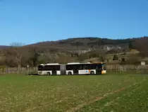 RNV Mercedes Ben Citaro 1 Facelift G 8187 am 29.01.16 in Rohrbach Süd. Die Busse die vom Boxberg und den Emmertsgrund kommen also die Linie 33,39 und 27 fahren kurz vor Rohrbach Süd ung. einen halben Kilometer über diesen Feldweg. Wie ich finde eine schöne Fotostelle