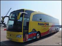 Mercedes Travego von Polster & Pohl aus Deutschland im Stadthafen Sassnitz am 26.04.2014