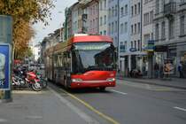 Am 14.10.2015 fährt dieser Solaris Urbino Trollino  180  auf der Linie 3. Aufgenommen in Winterthur Stadthausstrasse.
