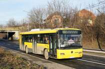 Serbien / Stadtbus Belgrad / City Bus Beograd: Mercedes-Benz Conecto - Wagen 180 der GSP Belgrad, aufgenommen im Januar 2016 in der Nhe der Haltestelle  Vodovac  in Belgrad.