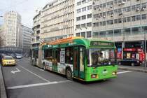 Serbien / Stadtbus Belgrad / City Bus Beograd: Oberleitungsbus BKM (Belkommunmash) AKSM-333 - Wagen 2170 der GSP Belgrad, aufgenommen im Januar 2016 in der Nähe der Haltestelle  Terazije  in Belgrad.