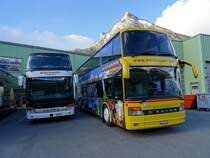 Setra 431 DT 33 (ex Aktive Fredsreiser Norvège ?) et Setra 328 DT 14 Buchard, Leytron février 2016