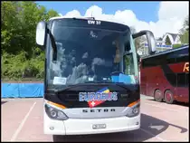 Setra 516 HD von Eurobus aus der Schweiz im Stadthafen Sassnitz am 13.05.2014